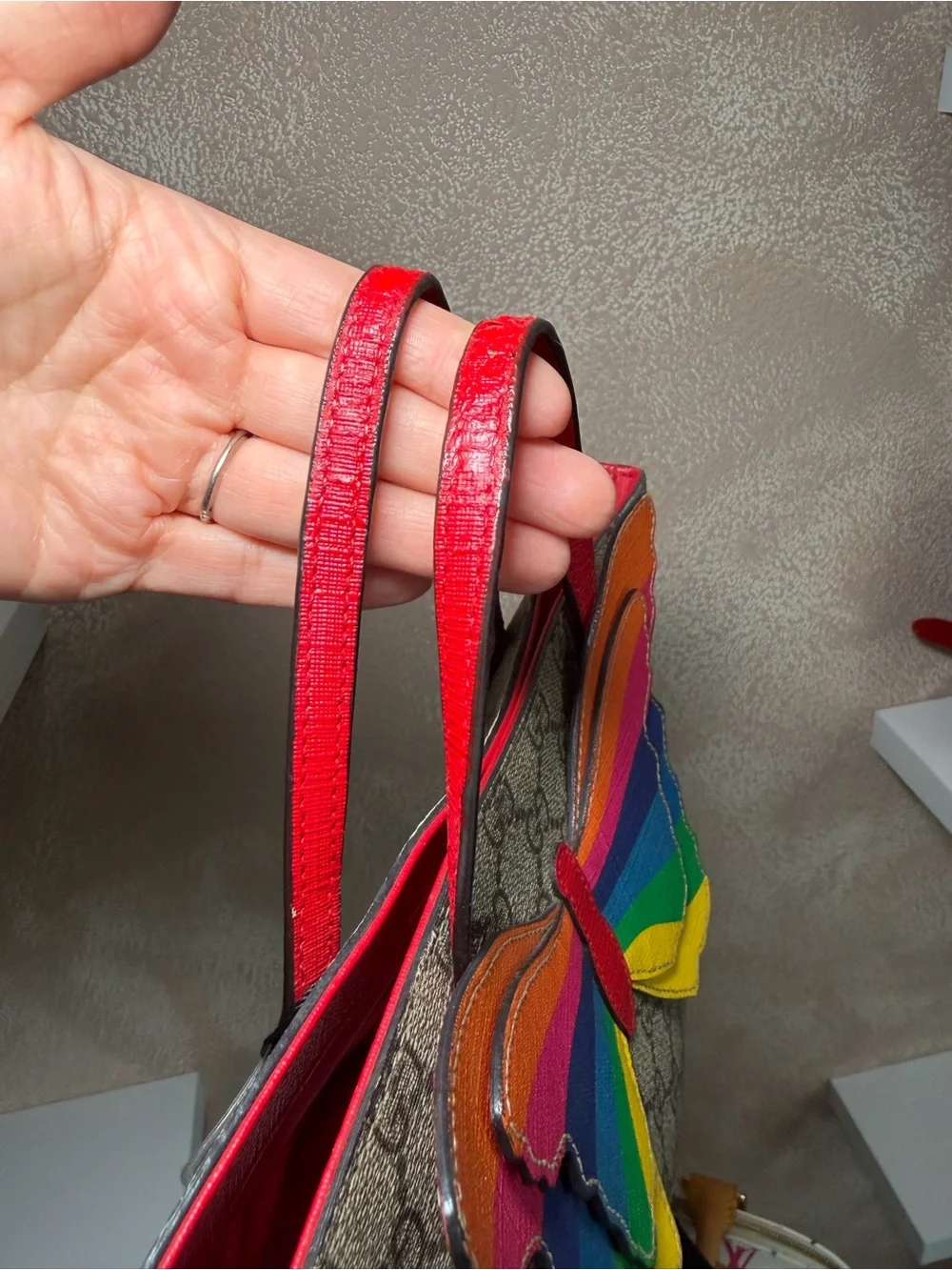 Gucci Rainbow Butterfly Mini Tote in Multicolor and Red Trim